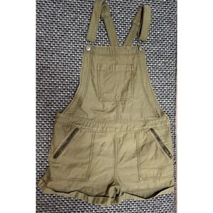 American Eagle Womens Shortalls Overalls Side Zip Adjustable Straps Army Green L